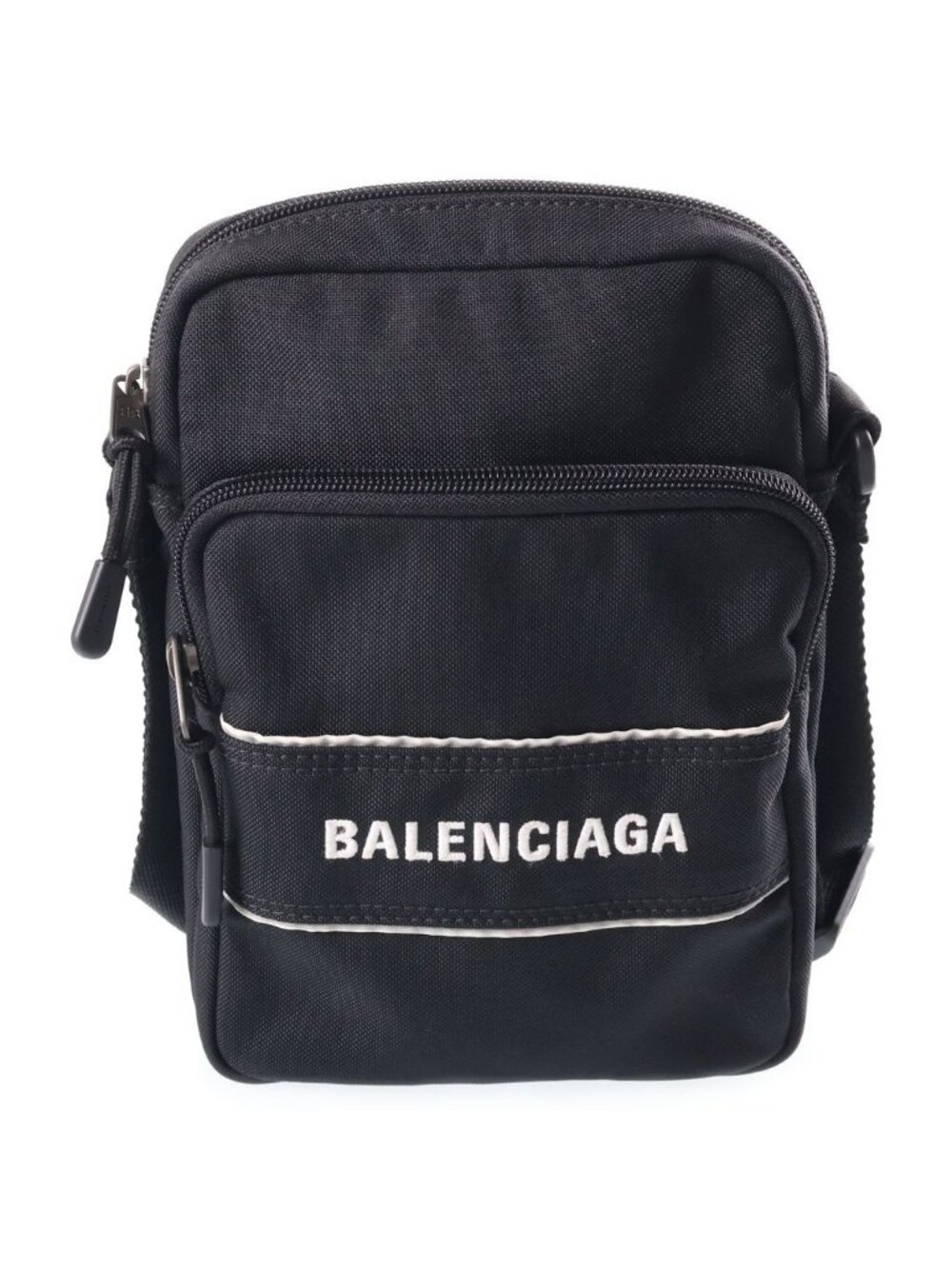 Balenciaga Sports Messenger Logo Embroidery Shoulder Bag Black